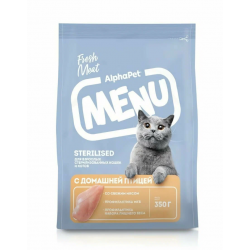 Альфа Пет MENU сухой корм для стерилизованных кошек и котов, домашняя птица